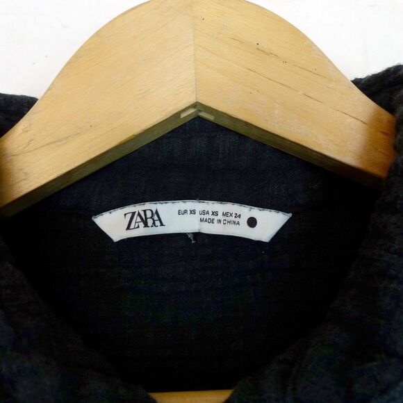 ZARA Romper Women XS Black Textured Crinkle Gauze Cotton Collared Button Up - Picture 6 of 12